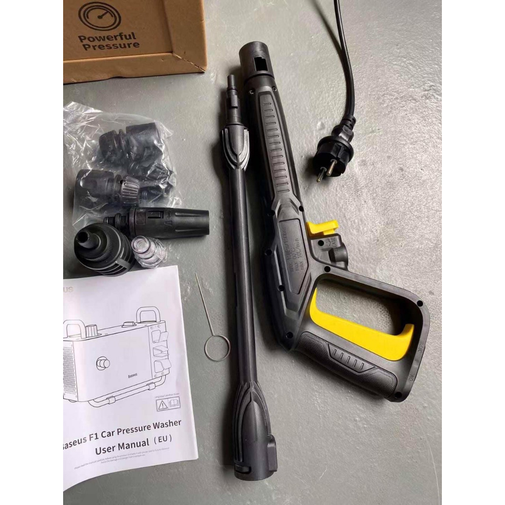 Máy rửa xe tăng áp Baseus kèm bộ vòi xịt và máy nén rửa xe F1 Car Pressure Washer US Tarnish