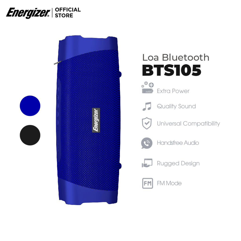 Loa Bluetooth di động Energizer BTS105 - Hàng Chính Hãng, Bảo Hành 2 Năm 1 Đổi 1