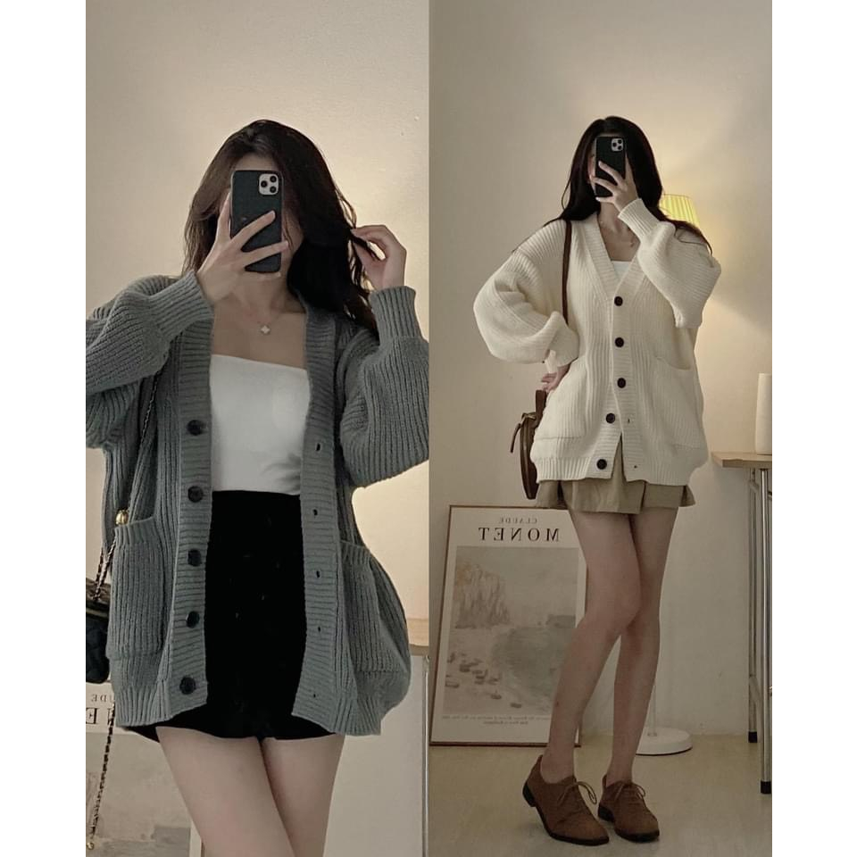 Áo khoác len cardigan trơn có túi dáng basic Maia CDG8836 P0K7