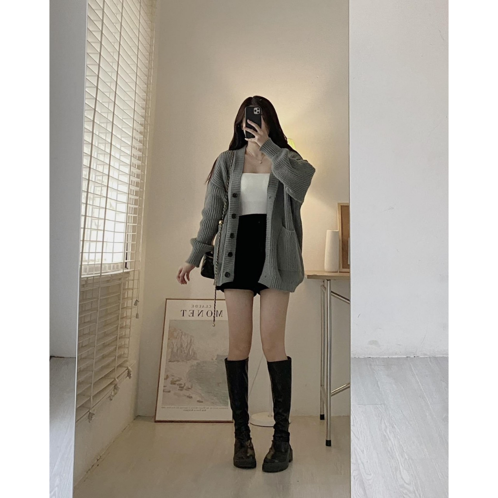Áo khoác len cardigan trơn có túi dáng basic Maia CDG8836 P0K7