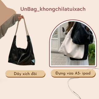 Túi xách nữ đeo vai tote da Pu mềm phối xích