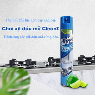 Chai xịt tẩy dầu mỡ bếp siêu sạch CleanZ Aikomi 450ml Hương Chanh