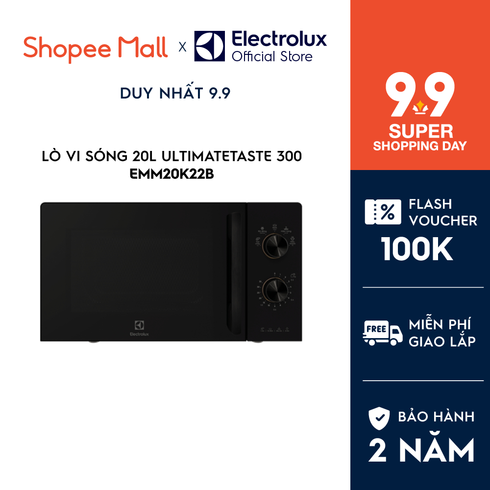Lò vi sóng để bàn Electrolux UltimateTaste 300 20L - EMM20K22B - 5 mức công suất