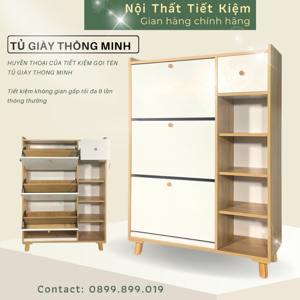 Tủ giày thông minh Nội Thất Tiết Kiệm đã lắp sẵn dùng làm kệ để giày chứa nhiều giày dép NTTKTG27