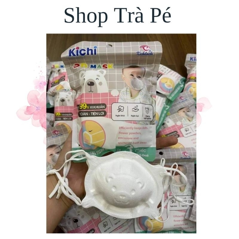 KHẨU TRANG GẤU KICHI CHO BÉ SET 3 CÁI