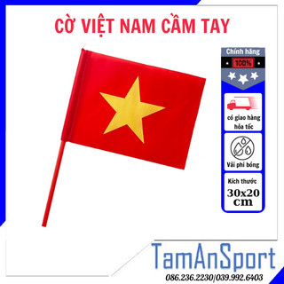 Cờ Tổ quốc vẫy- Cờ Việt Nam cầm tay có cán nhựa, vải satanh đường in sắc nét- Tâm An Sports