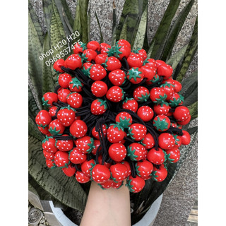 Sỉ 100 dây cột tóc trái dâu bóng mờ kho còn 30 bó