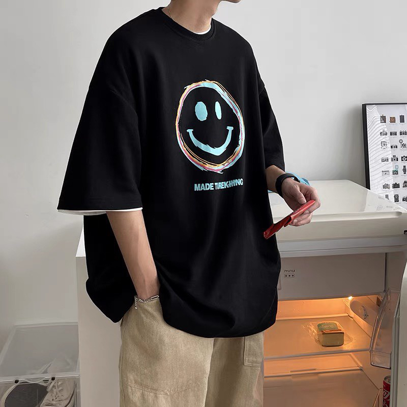 Áo thun Drew in hình mặt cười, áo thun unisex