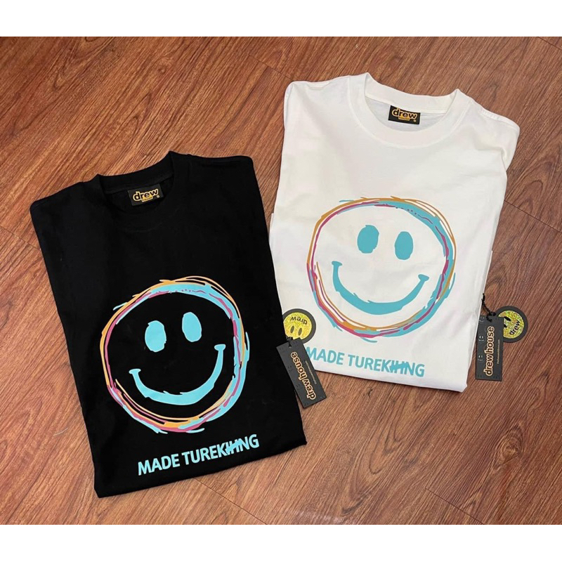 Áo thun Drew in hình mặt cười, áo thun unisex