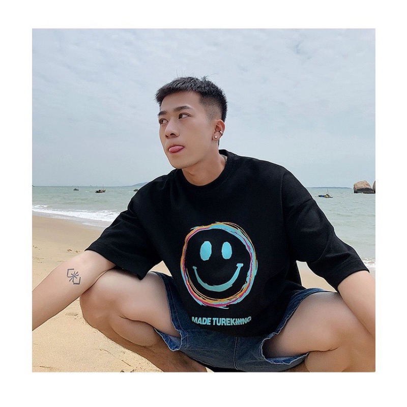 Áo thun Drew in hình mặt cười, áo thun unisex