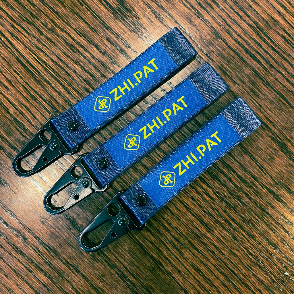 ZHI.PAT - Móc khoá vải dù chắc chắn 16cm x 2.5cm logo dệt tinh xảo * Màu xanh Navy | Khoá móc kim loại - Chính Hãng