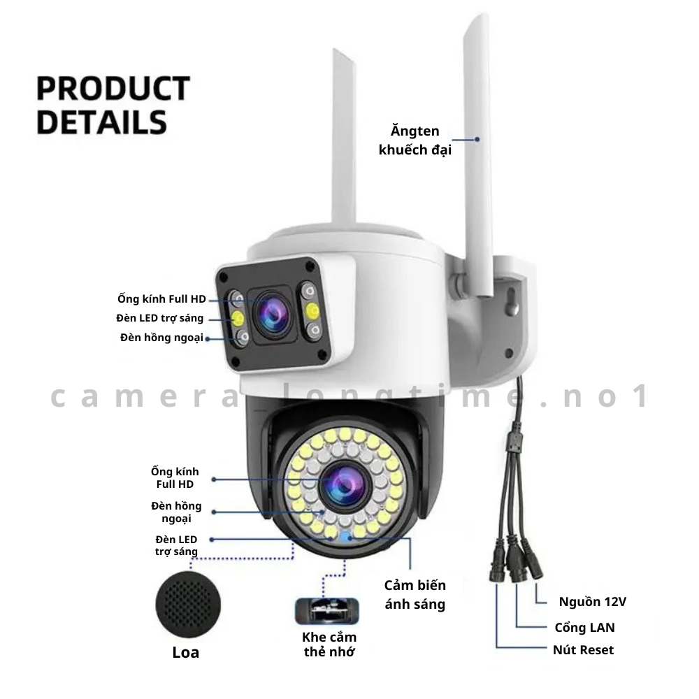 Camera Yoosee Wifi 2 Mắt 5.0Mpx Siêu Nét Ngoài Trời , Xem Đêm Có Màu , Đàm Thoại , Chống Nước - Bảo Hành 1 Năm
