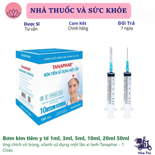Bơm kim tiêm y tế 1ml, 3ml, 5ml, 10ml, 20ml 50ml - ống chích vô trùng, xilanh sử dụng một lần xi lanh Tanaphar - 1 Chiếc