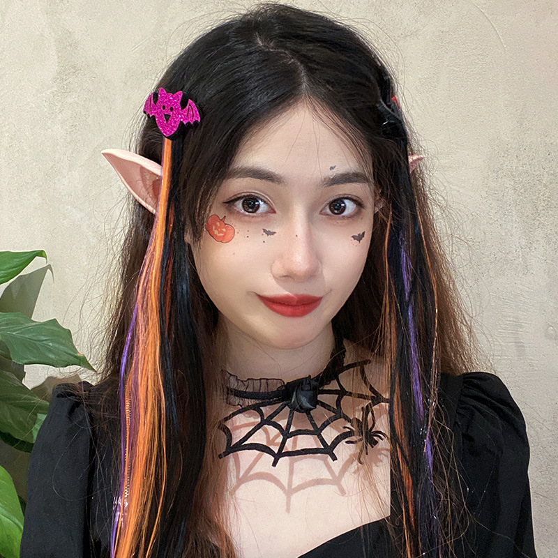 Kẹp Tóc Giả Nhiều Màu Sắc Hóa Trang Halloween Cá Tính Độc Đáo Cho Bé Gái