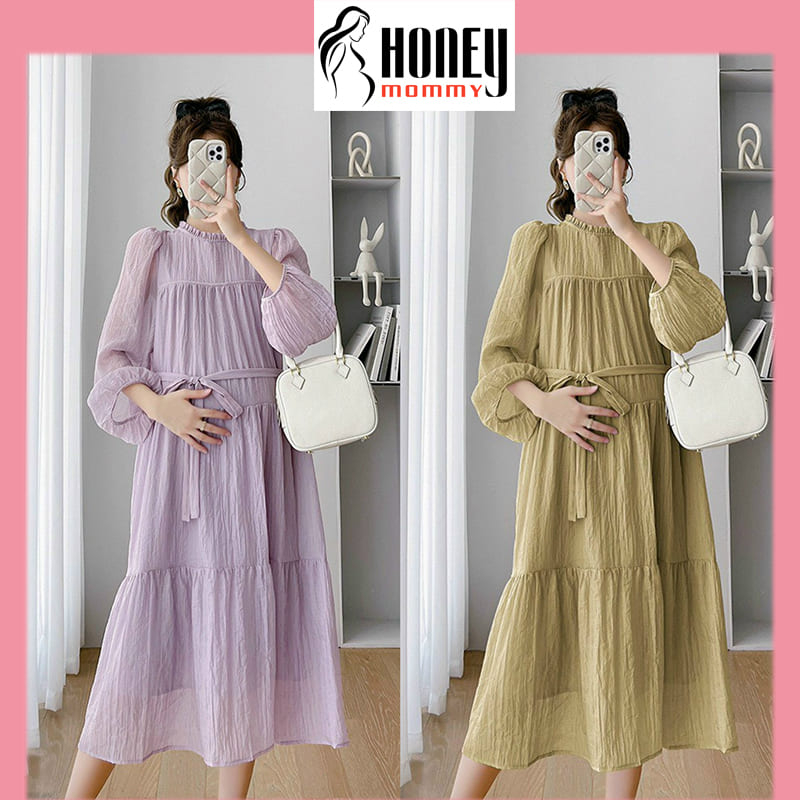Đầm Bầu Váy Bầu Voan Tơ Dài Tay Dáng Xuông Nhiều Tầng Phong Cách Vintage Nhẹ Nhàng Nữ Tính HD4698 Honey Mommy