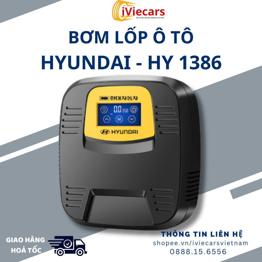 Bơm lốp ô tô Hyundai dự phòng mini nhập khẩu từ Hàn Quốc cho xe từ 4 đến 7 chỗ bảo hành 1 đổi 1 24 tháng
