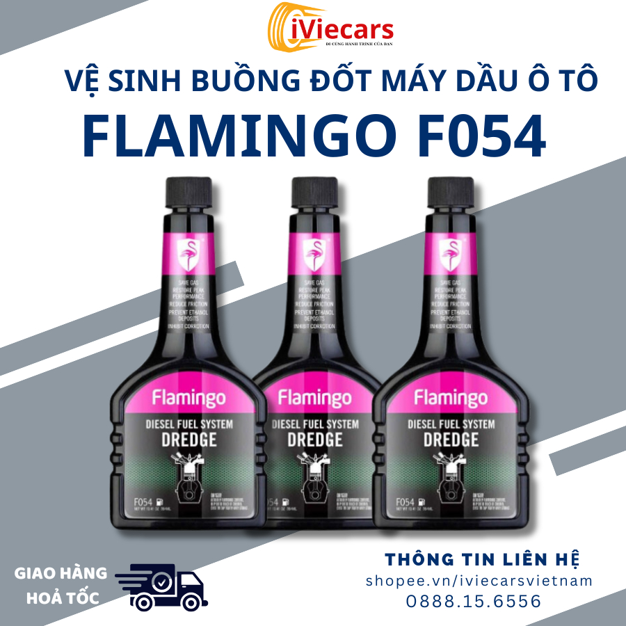 Vệ sinh buồng đốt kim phun động cơ ô tô, Phụ gia Dầu Flamingo F054 Diesel Fuel System Dredge dung tích 354ml