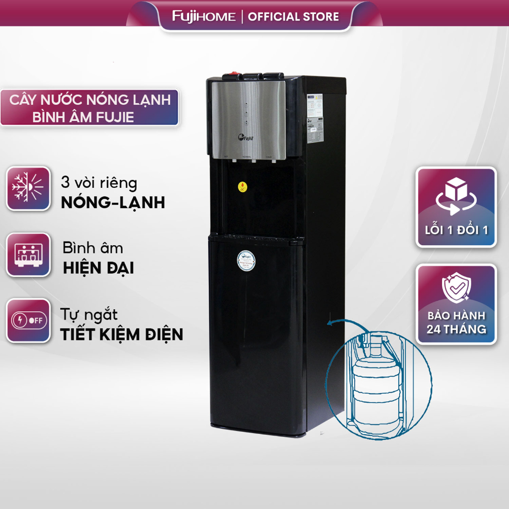 Cây nước nóng lạnh bình âm nhập khẩu CN Nhật Bản FujiE - làm lạnh cao cấp Block, bảo hành 2 năm tại nơi sử dụng.