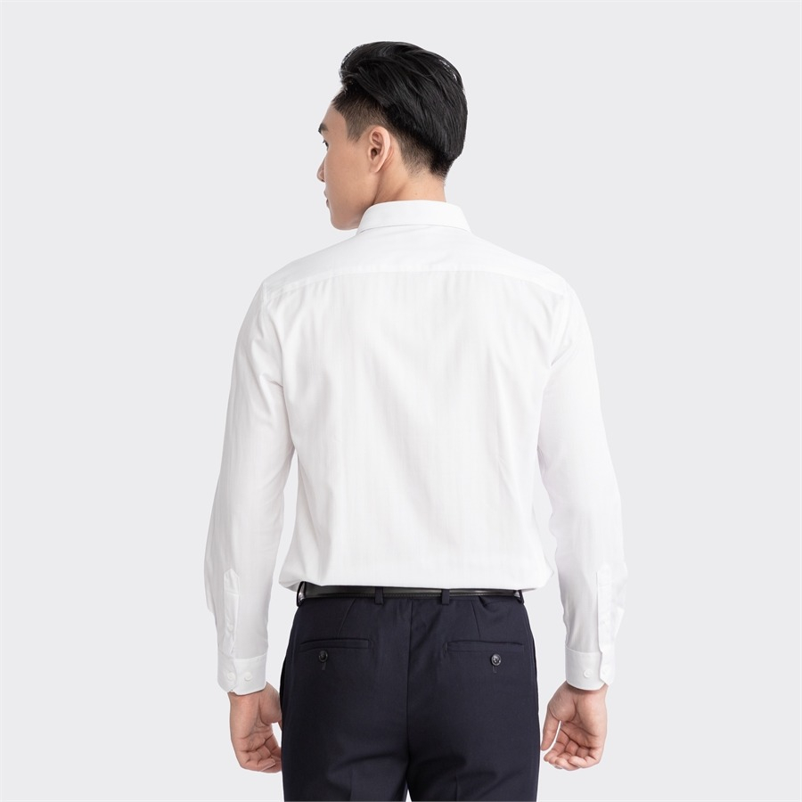 Áo sơ mi nam dài tay ARISTINO phom Slim fit, màu trắng dệt jacquard tinh tế, lịch lãm  - ALS24003