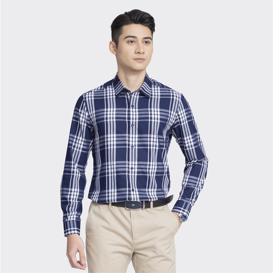 [MẪU MỚI] Áo sơ mi nam dài tay ARISTINO phom Slim fit, màu xanh tím than lịch lãm và ấn tượng  - ALS00803