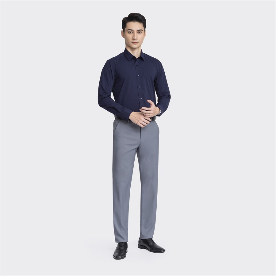 Áo sơ mi nam dài tay ARISTINO phom Slim fit, màu xanh than nam tính, lịch lãm  - ALS22603
