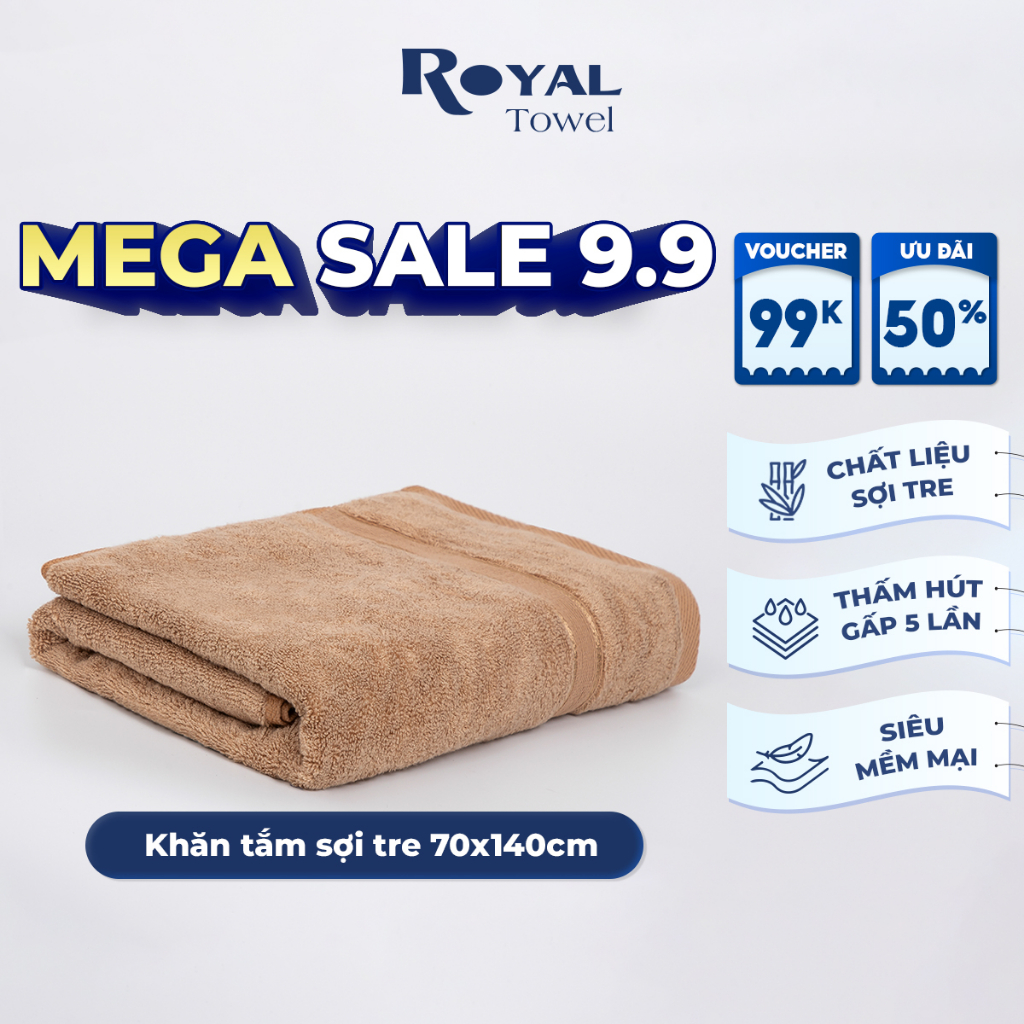 Khăn tắm sợi tre Royal Towel 70x140cm thấm hút tốt, không đổ lông, không ra màu