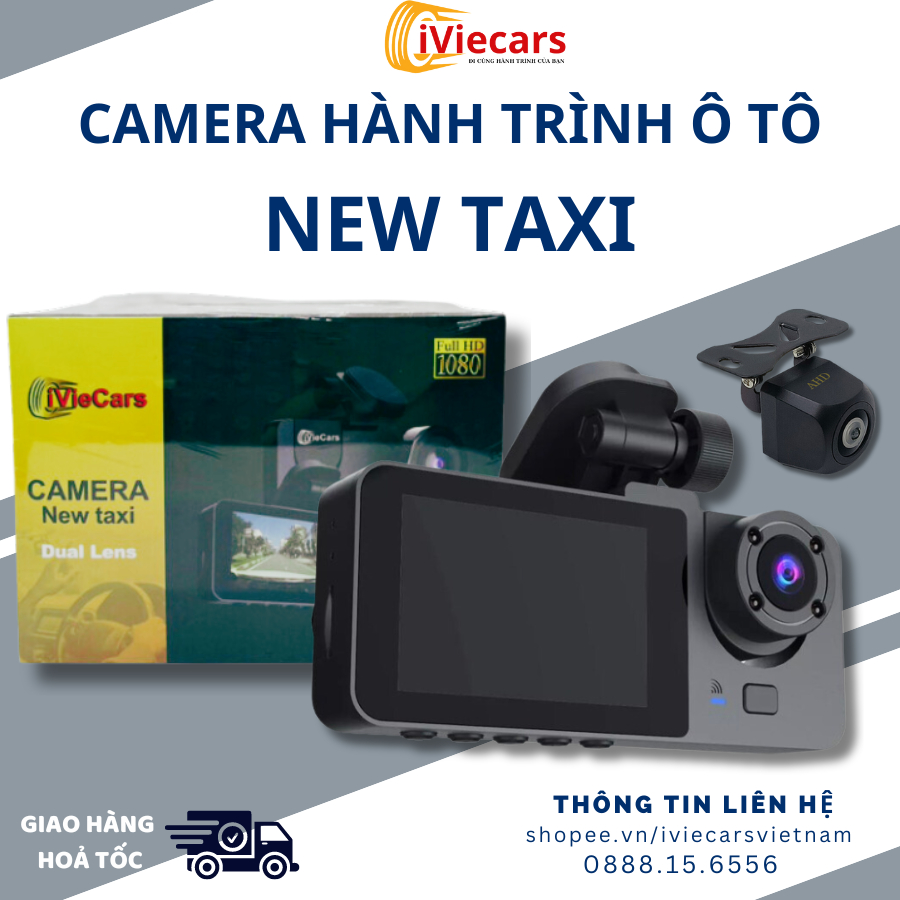 Camera hành trình ô tô New Taxi 3 mắt hình ảnh đảo chiều ghi hình tốc độ cao full HD 1080p hồng ngoại siêu nét | BigBuy360 - bigbuy360.vn