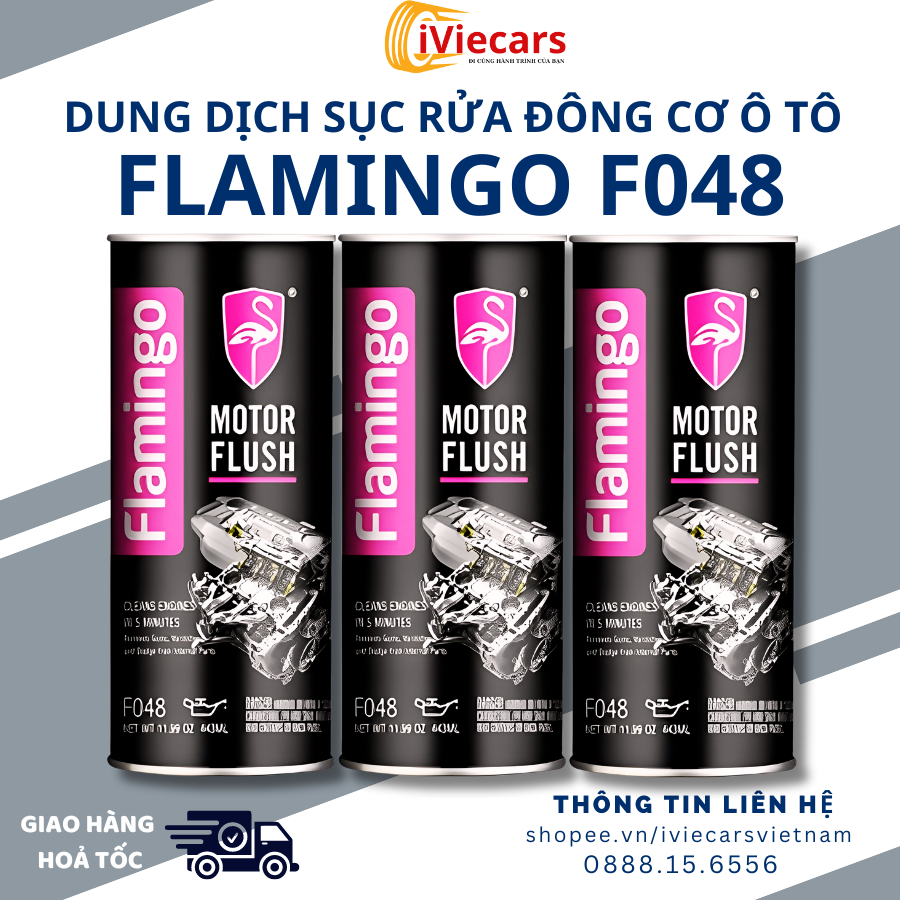 Dung dịch sục rửa động cơ ô tô Flamingo F048 Motor Flush 443ml làm sạch cặn bã trong động cơ