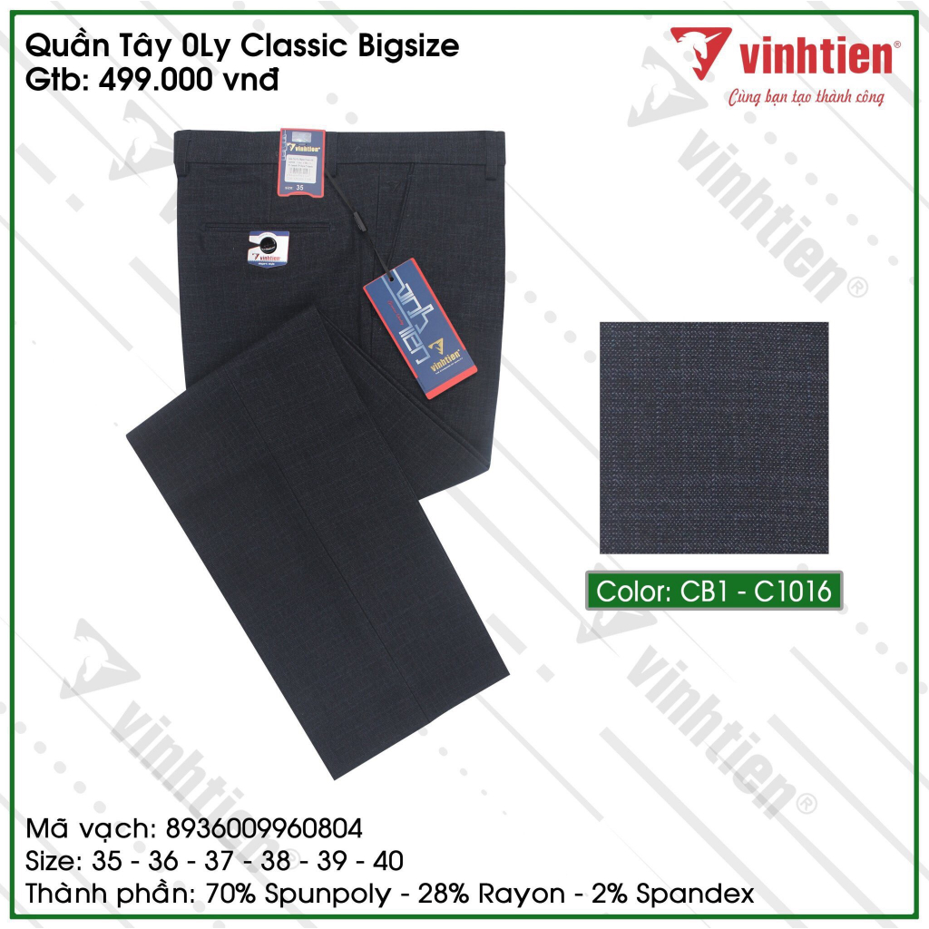 Quần Tây 0Ly Classic Bigsize 499 Vĩnh Tiến - Nhiều Màu