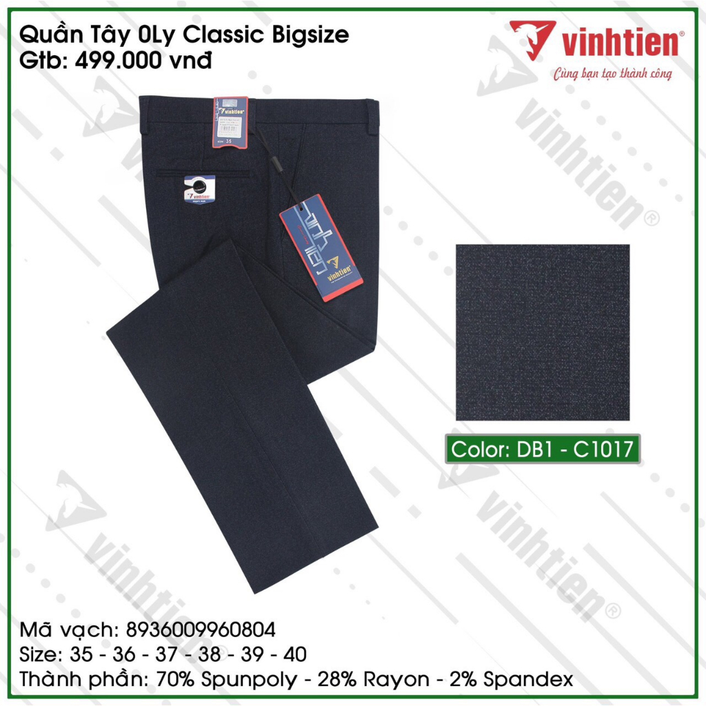 Quần Tây 0Ly Classic Bigsize 499 Vĩnh Tiến - Nhiều Màu