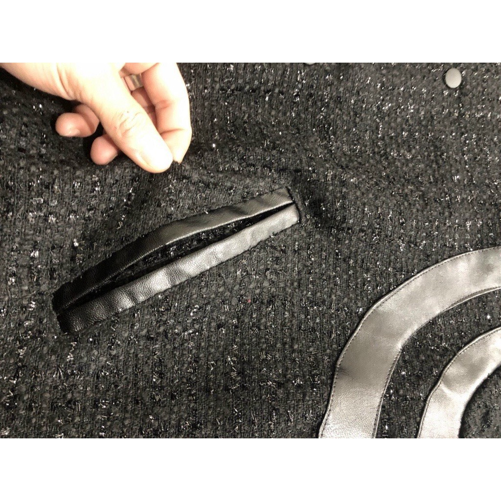 Áo Bomber chất Dạ kim tuyến phối Da Hàng Cao Cấp - AK04