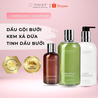 Combo bộ 3 sản phẩm dầu gội bưởi , dầu xả dừa và tinh dầu xịt bưởi vijully cao cấp - dưỡng tóc dài nhanh, phục hồi tóc