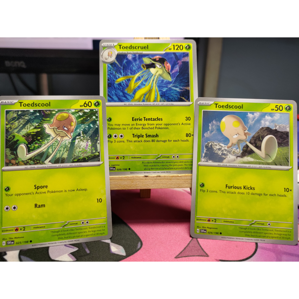 Combo 3 Thẻ Pokemon 3 Cấp tiến hóa của Toedscruel - Non-Holo - SVIEN
