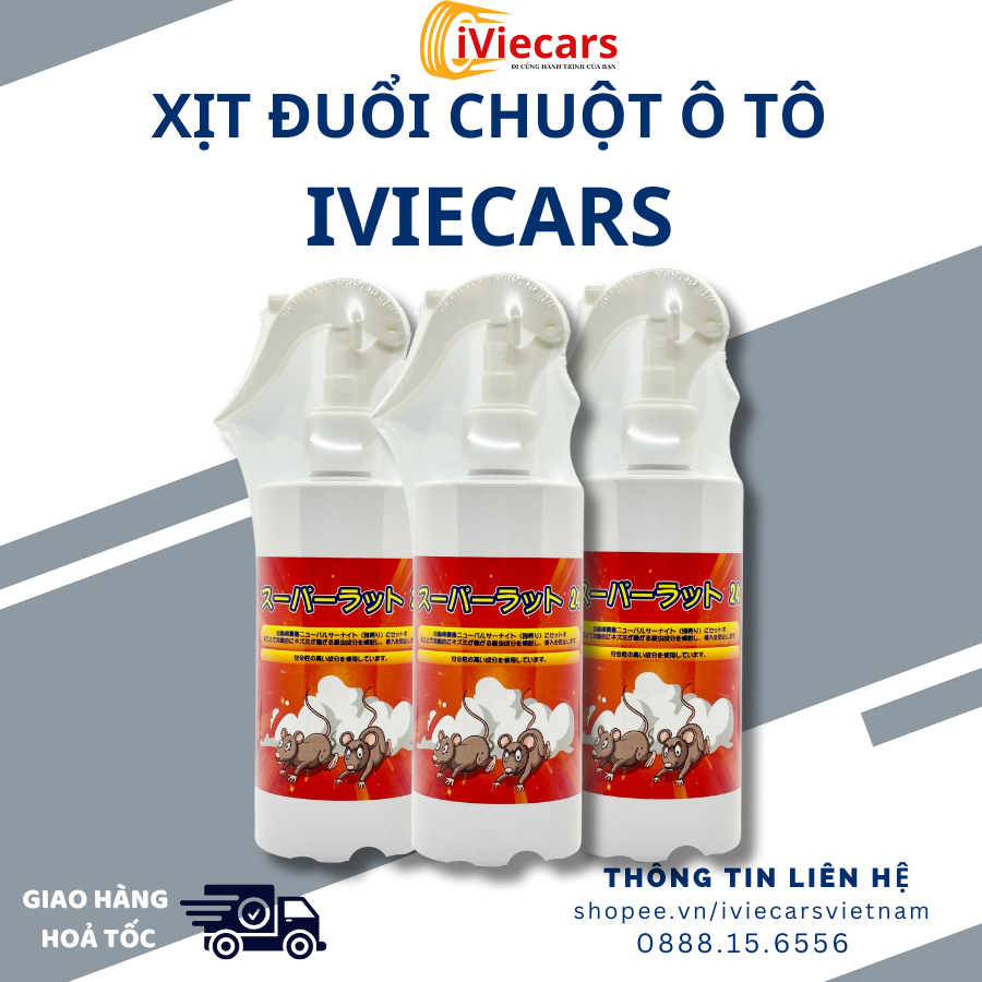 Chai xịt đuổi chuột iVieCars dung tích 300ml hương bạc hà cho xe hơi, nhà cửa xua đuổi chuột hiệu quả và an toàn