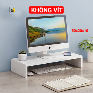 Kệ màn hình, kệ máy tính để bàn gỗ MDF không vít. Hàng dày cực chắc chắn, KT 50x20x10cm - Tigadecor