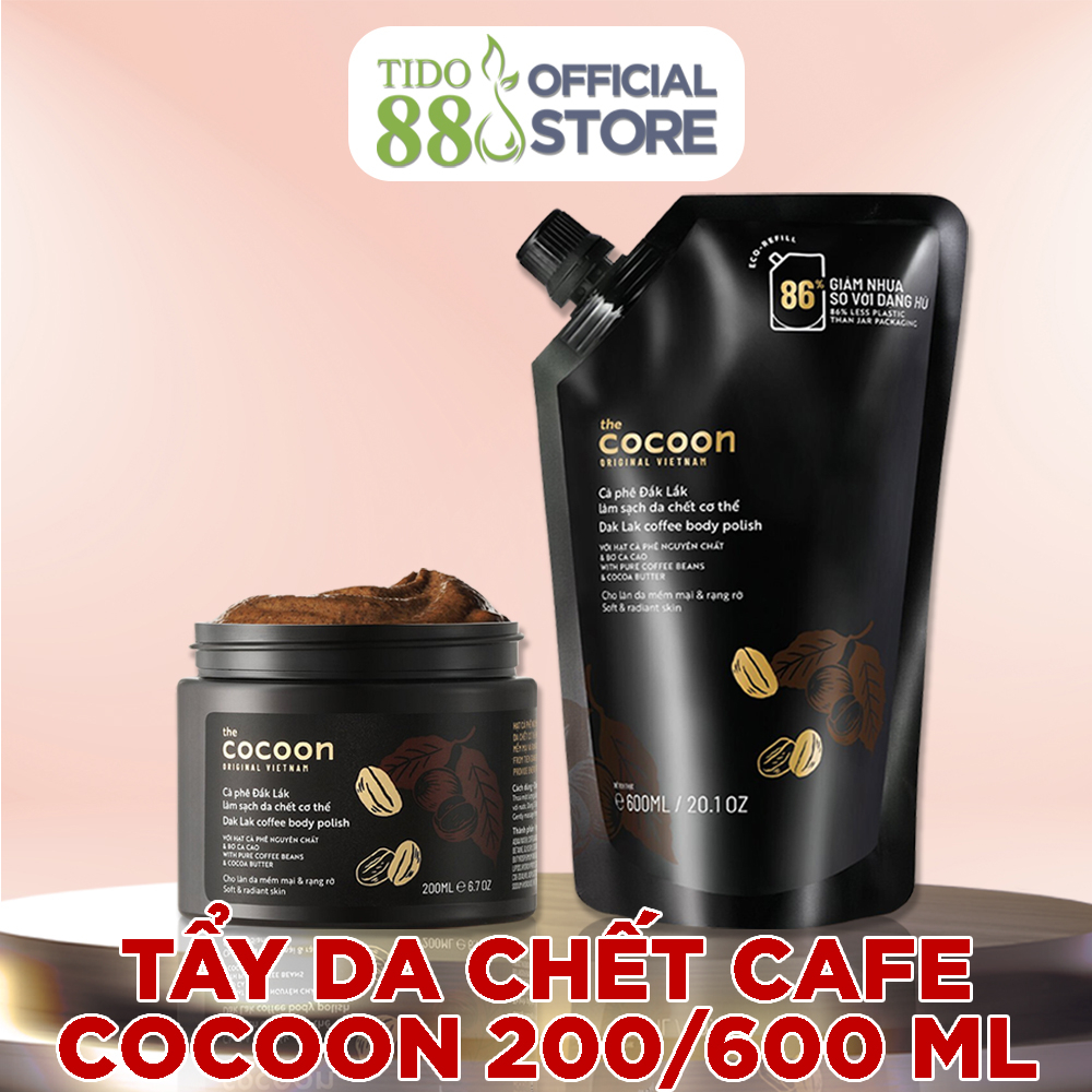 Tẩy da chết cafe Cocoon dưỡng da làm sạch da chết từ cà phê Đắk Lắk 200/600 ml NPP Tido88