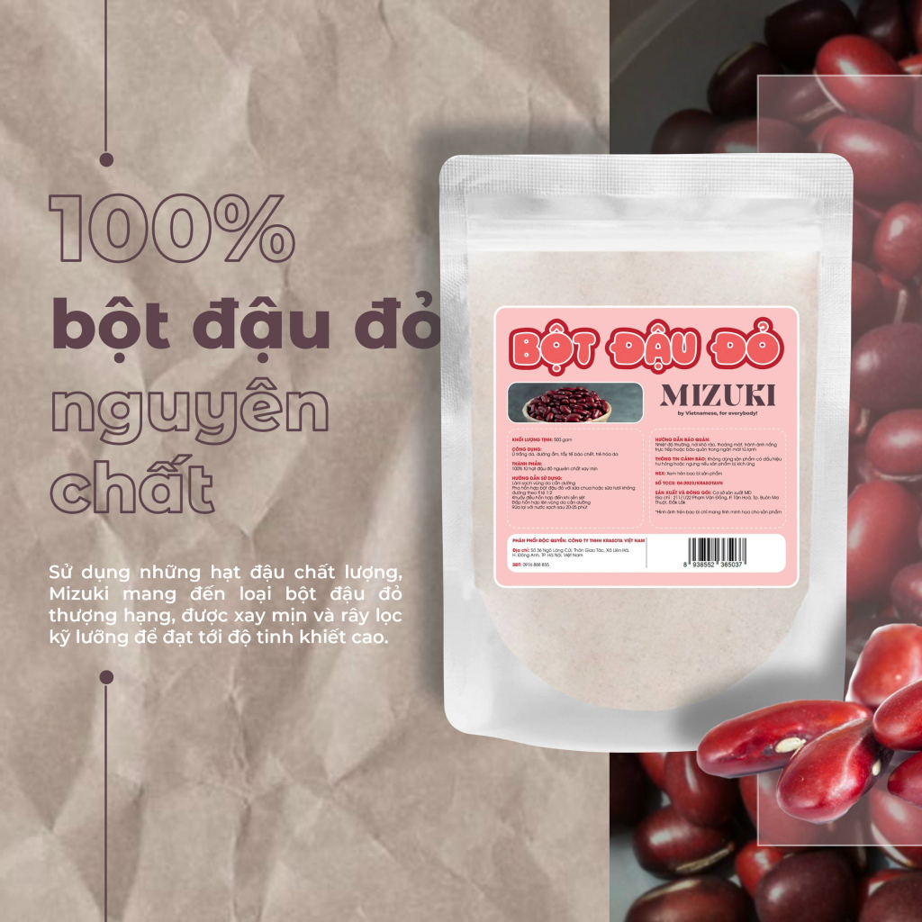 Bột Đậu Đỏ Nguyên Chất 100% Mizuki