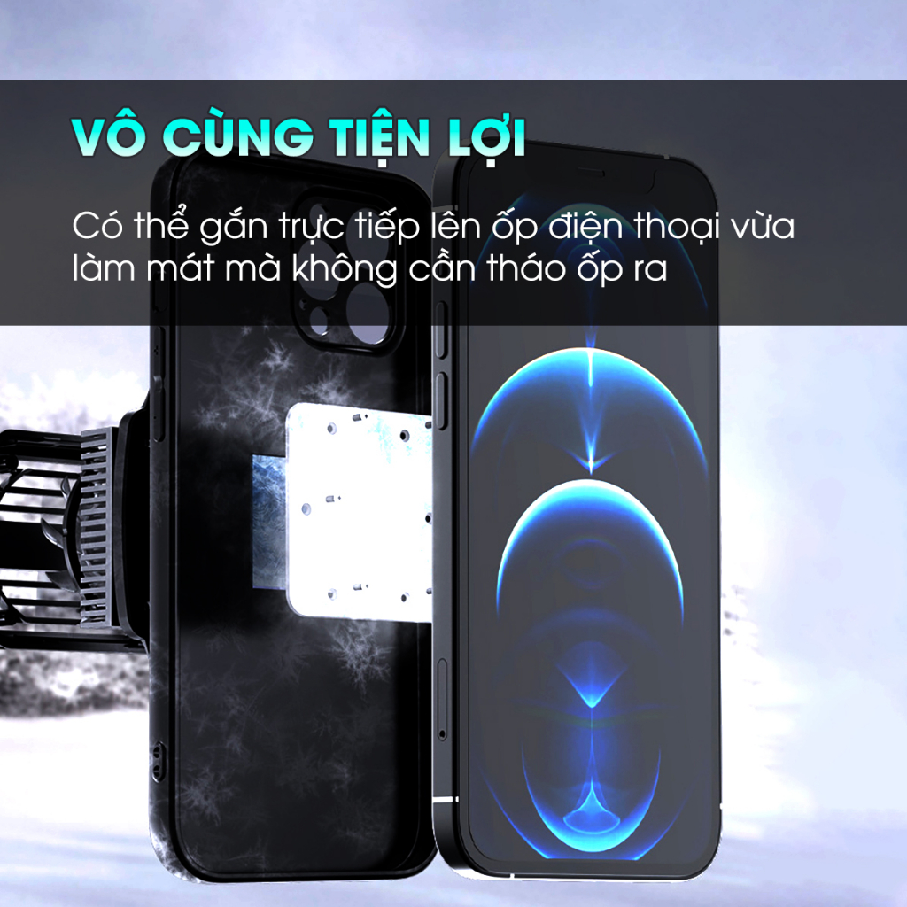 Quạt tản nhiệt sò lạnh gaming dùng pin MEMO DL12 làm mát nhanh không ngàm kẹp gắn ốp lưng led rgb chơi game Liên Quân FF