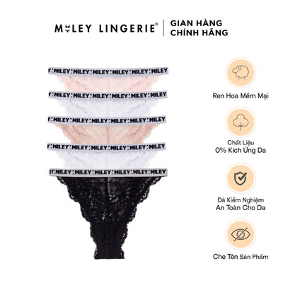 Combo 5 Quần Lót Ren High-cut Ren Miley Lingerie Kháng Khuẩn Thoáng Khí FLP04