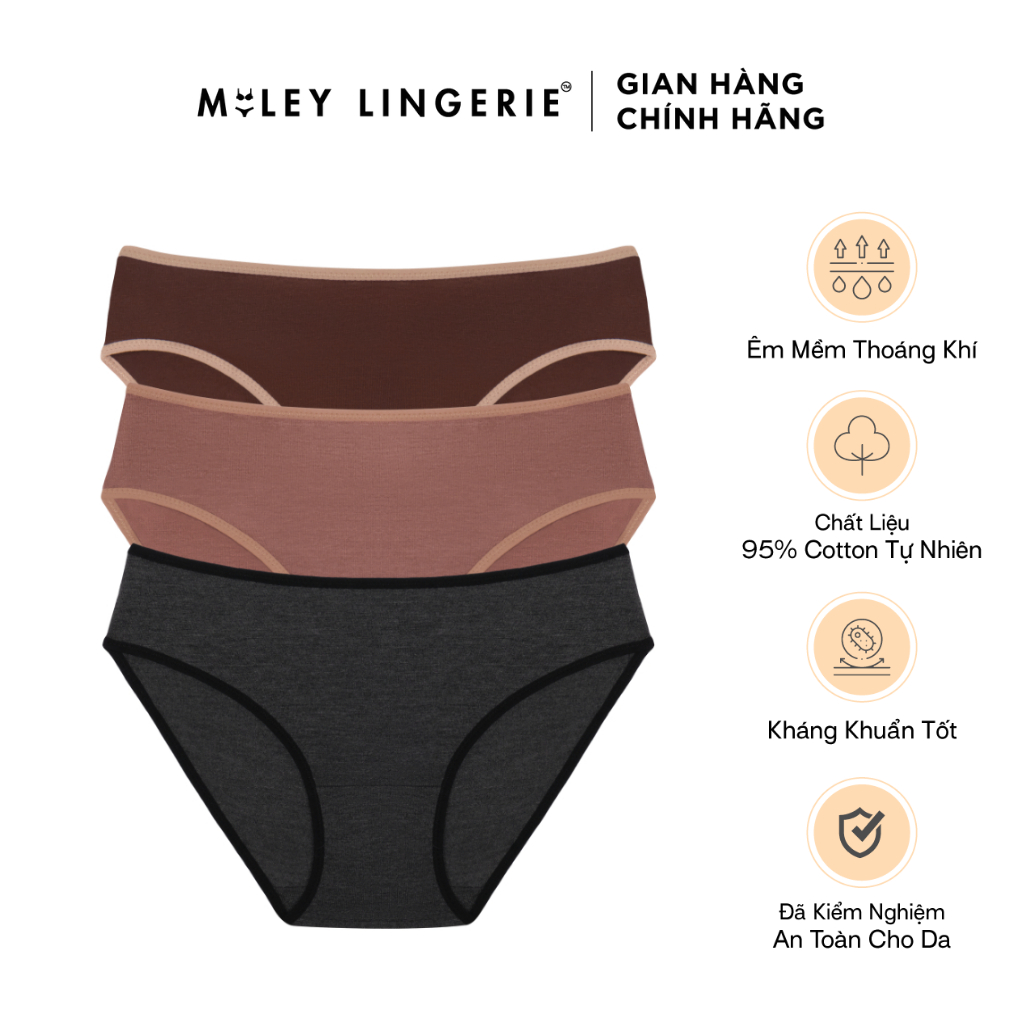 Combo 3 Quần Lót Nữ Cotton Flexi Miley Lingerie - BCS40-BCP40 ( Màu Ngẫu Nhiên)