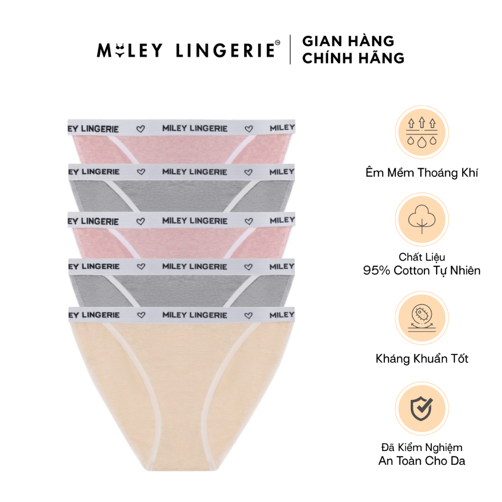 Combo 5 Quần Lót Melange Lưng Logo Fashion Miley Lingerie FCB01