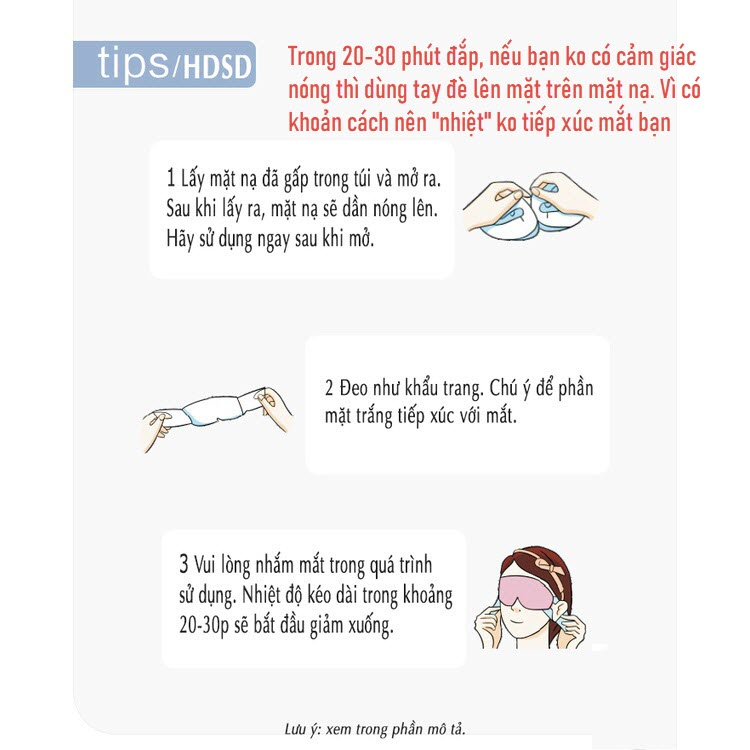 Mặt nạ mắt nóng xông hơi, mặt nạ thư giãn cho mắt, giảm mệt mỏi- ngủ ngon