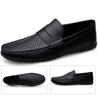 Giày lười thoáng khi da bò nam, đế khâu, bền đẹp giữ phom GD29