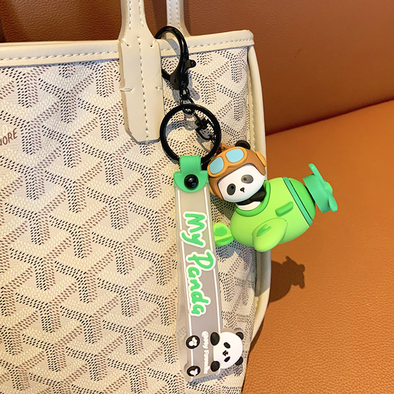Móc khóa Gấu trúc Panda Phi công Ráp biểu cảm dễ thương, dùng trang trí balo túi xách, quà tặng sinh nhật bạn bè