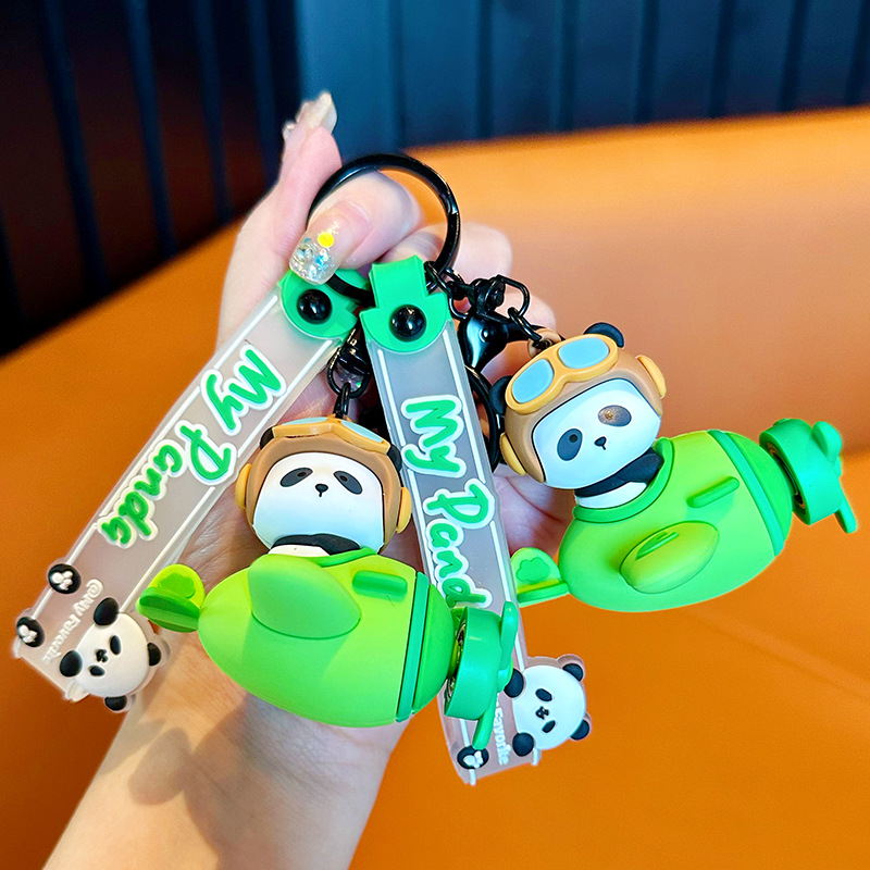 Móc khóa Gấu trúc Panda Phi công Ráp biểu cảm dễ thương, dùng trang trí balo túi xách, quà tặng sinh nhật bạn bè