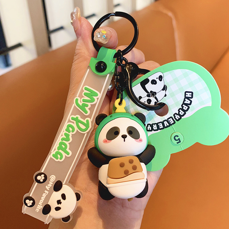 Móc khóa Gấu trúc Panda Phi công Ráp biểu cảm dễ thương, dùng trang trí balo túi xách, quà tặng sinh nhật bạn bè