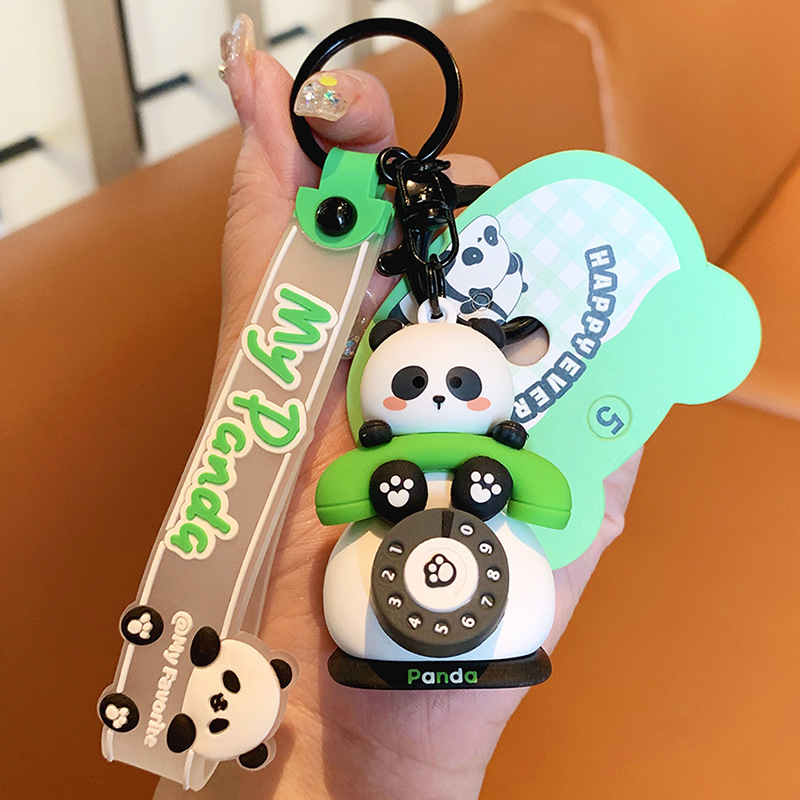 Móc khóa Gấu trúc Panda Phi công Ráp biểu cảm dễ thương, dùng trang trí balo túi xách, quà tặng sinh nhật bạn bè