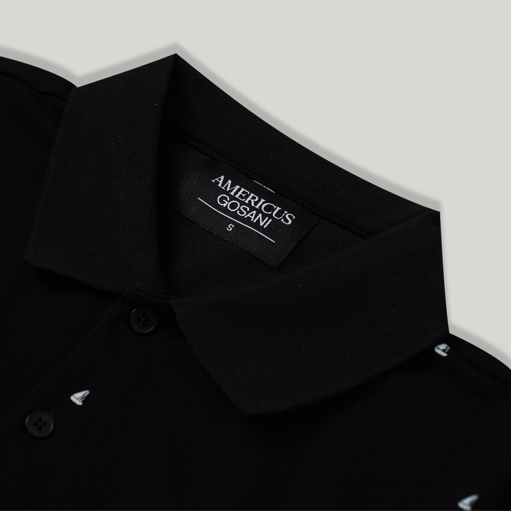 Áo Polo Americus Gosani AG57 Họa Tiết Nhỏ Màu Đen Và Trắng