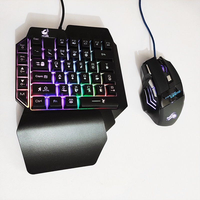 Combo bàn phím chuột gaming Free Wolf K15 Dragon X3 Led 7 màu siêu nhỏ gọn sử dụng cho máy tính và điện thoại