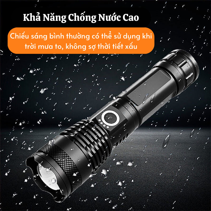 Đèn Pin Siêu Sáng Cầm Tay Shikio Mini Chống Nước 5 Chế Độ Sang Tích Điện Thích Hợp Đi Dã Ngoại